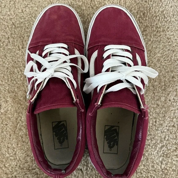 Vans Old Skool Burgundy White Stripe Canvas Shoes - Picture 5 of 7